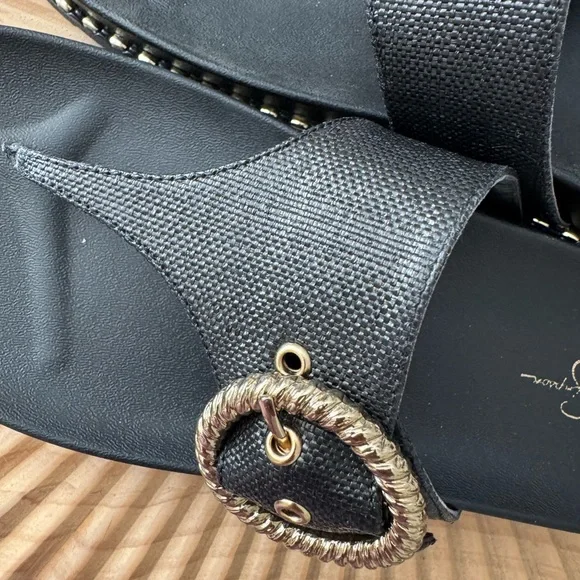 Jessica Simpson Cymmeri Stud Sandal black size 11 Gold Studs - Picture 8 of 10